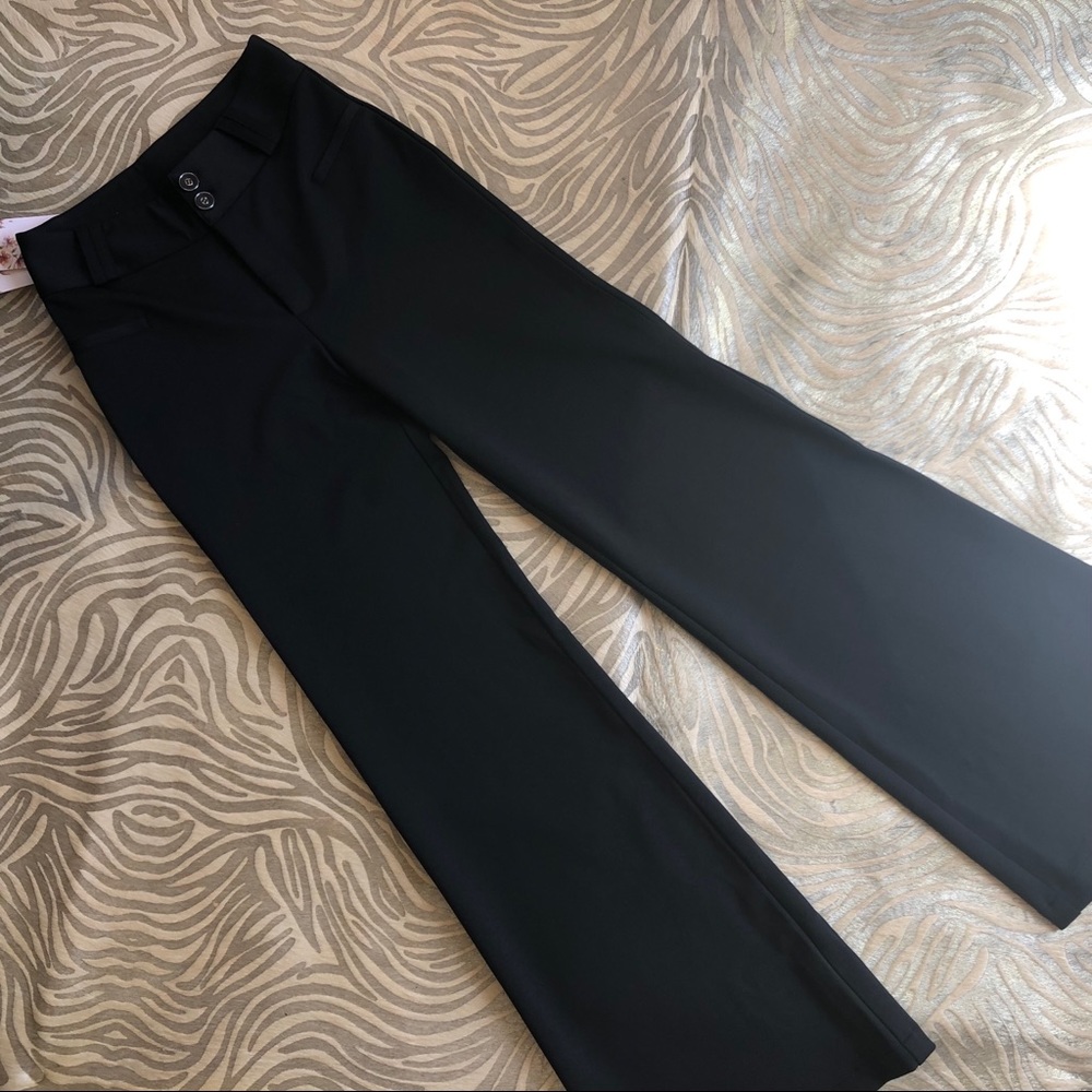 Black high waisted stretchy wide leg slacks